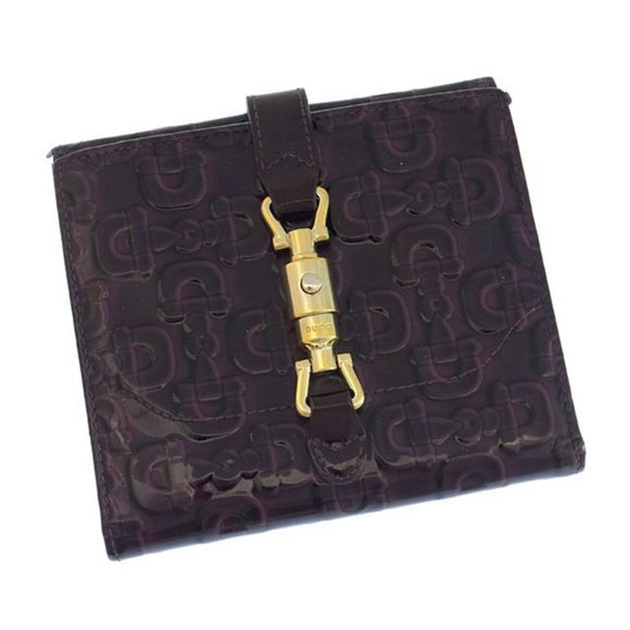 Gucci Wallet Purse Folding wallet Purple Gold Woman Authentic Used Y868 - Picture 1 of 5